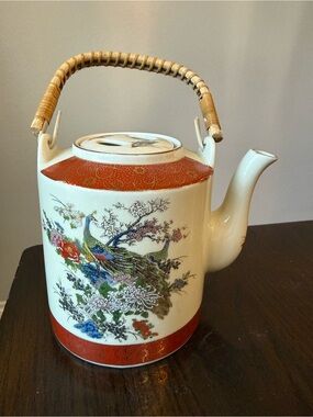Share Satsuma Tea Kettle Tea Pot Japanese Peacock And Flower Vintage